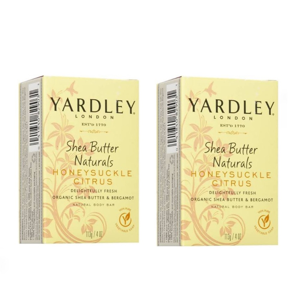 2 Pack of Yardley London Shea Butter Natural Soap, Honeysuckle Citrus
